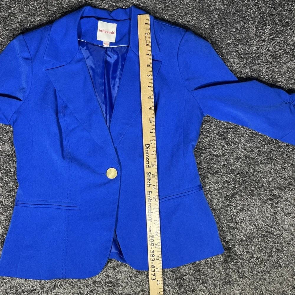 Ruched Blazer with Gold Accents, Color Royal Blue, Size‎ L